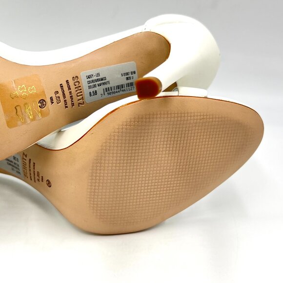 Schutz Size 8.5 Cadey Lee White Leather Minimalist Stiletto Heel Sandals Shoes - Picture 10 of 14